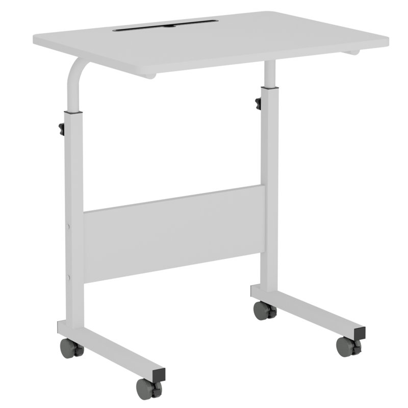 White Adjustable Height Standing Desk with Wheels and MDF Top