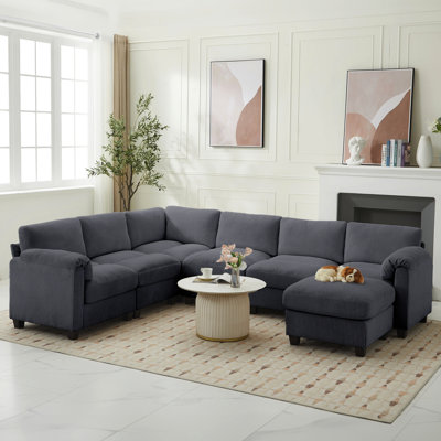 7-Piece Upholstered Corduroy Sectional by Latitude Run