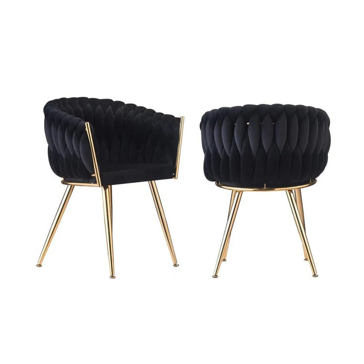 Abdurrahim Velvet Dining Chair - Ergonomic Tufted Back and Metal Legs - Button Back Armchair for Dining Room Living Room Restaurants