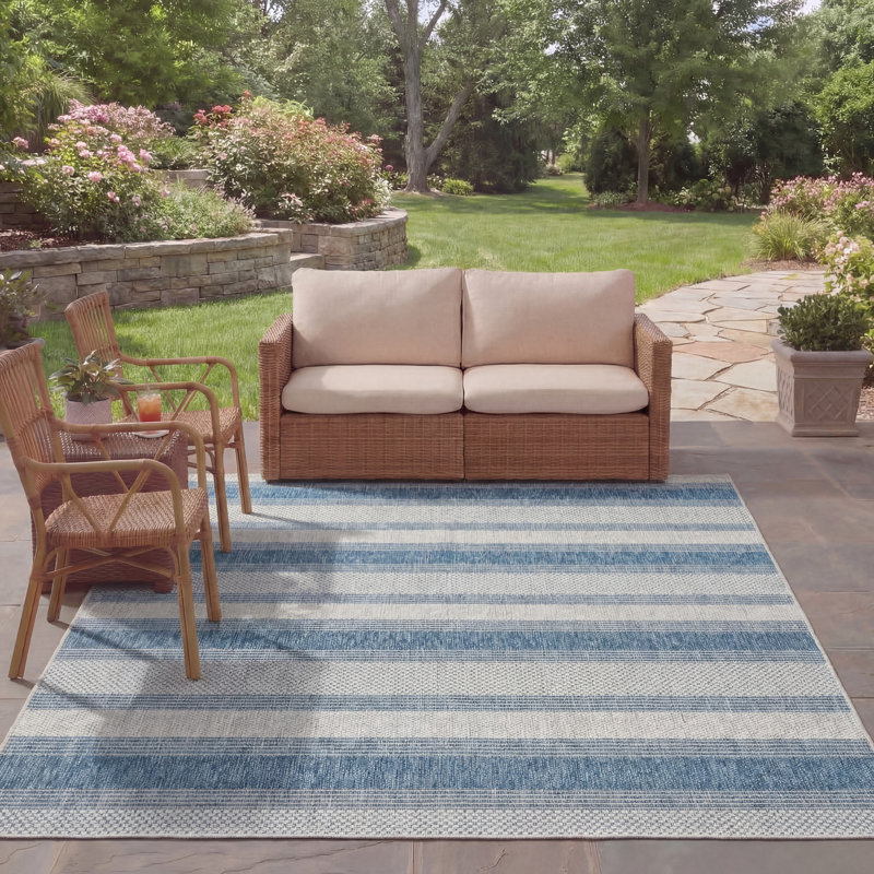 Burnsville Performance Striped Indoor/Outdoor Area Rug, Rectangle 8' x 11'