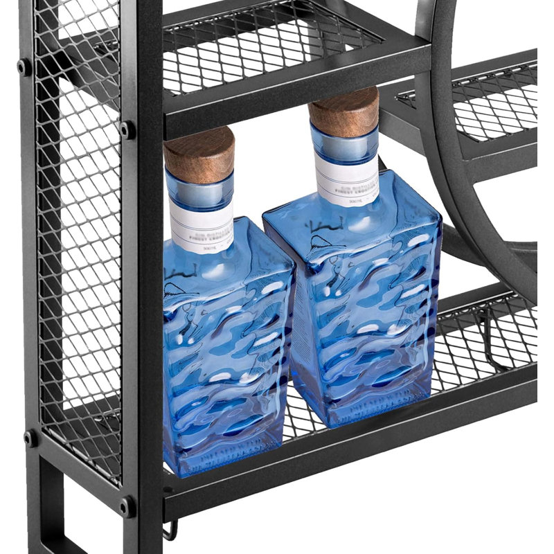 Étagère à vin murale à 3 niveaux avec support en verre, rangement flottant pour bouteilles de spiritueux dans la cuisine, salle à manger et bar