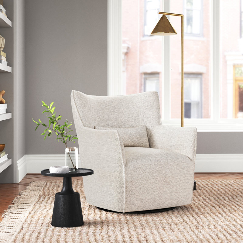 Ara Upholstered Swivel Accent Chair, Noble Platinum Polyester