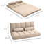 Chaise de lit pliante convertible, avec éléments réglables, 2 coussins, beige, produit peu encombrant et chaise pratique, meubles de canapé, pour de multiples activités