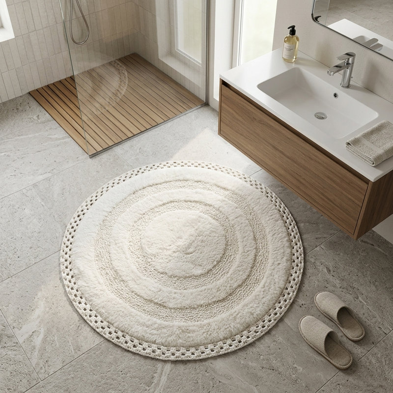 Tapis pour salle de bain Adiraica, Ivoire