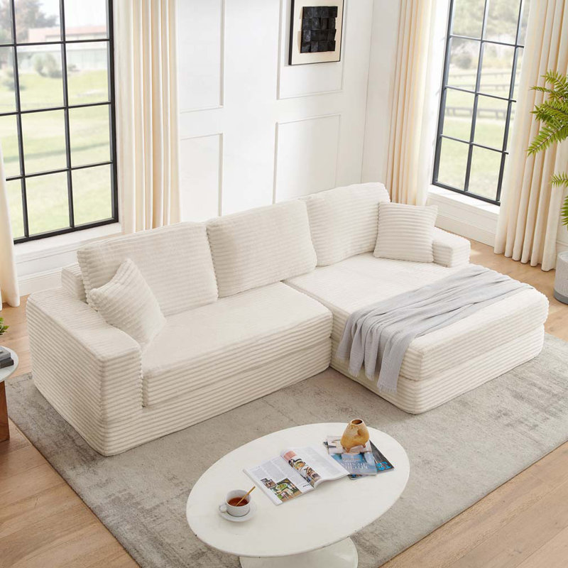 Canapé modulaire en velours côtelé Corduroy, Beige