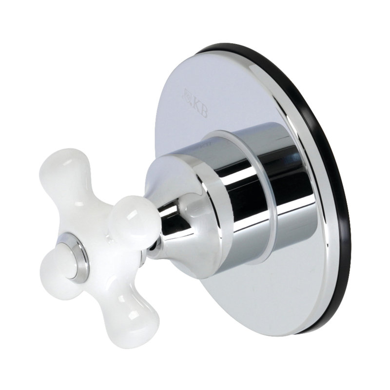 Kingston Brass Single-Handle Wall Mount Three-Way Diverter Valve with Trim Kit, Polished Chrome