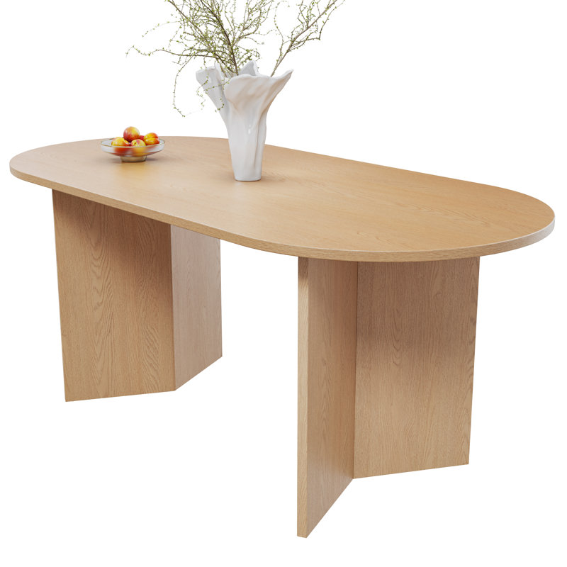 Caia 67" Solid Oak Oval Dining Table, Oak