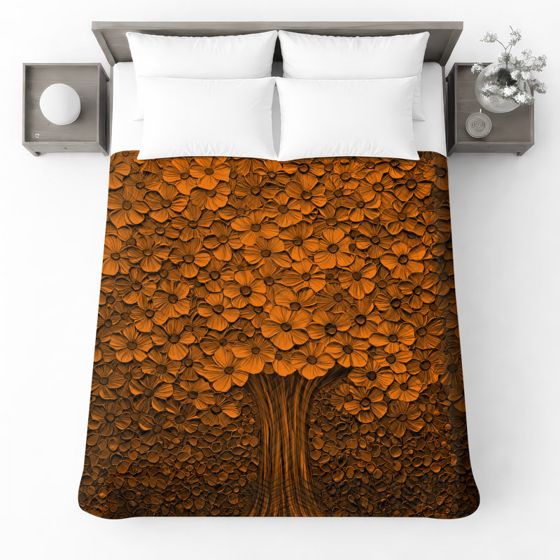 Couvre-lit matelassé bronze à motif floral, Double