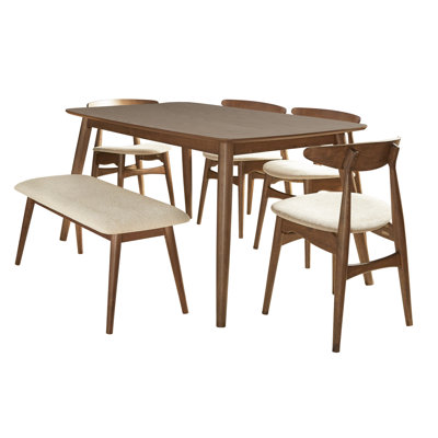 Gallman 6-Piece Rectangular Dining Set with Upholstered Chairs