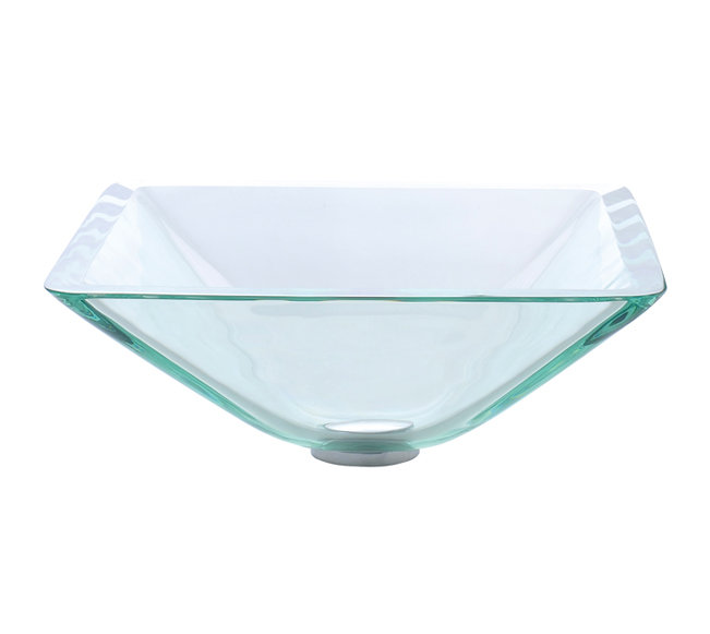 Square Glass Vessel Bathroom Sink, Chrome