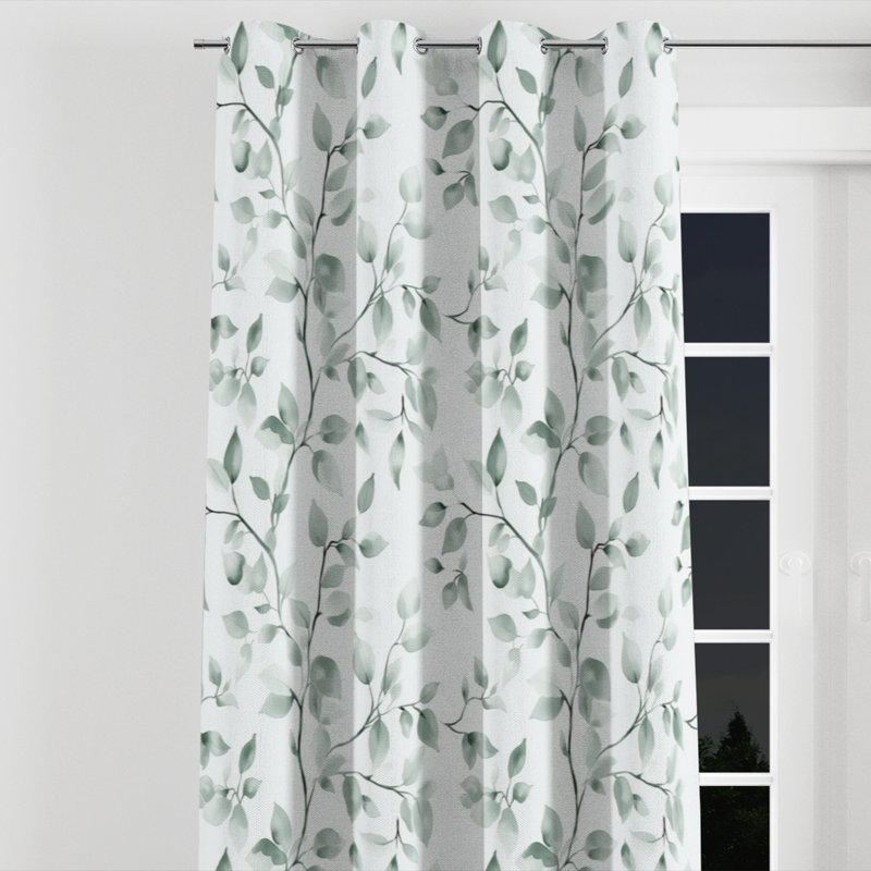 Country Farmhouse Room Darkening Curtains - Floral Banan Grommet Curtain - 1 Panel, 52" W x 108" L, Silver Grommets