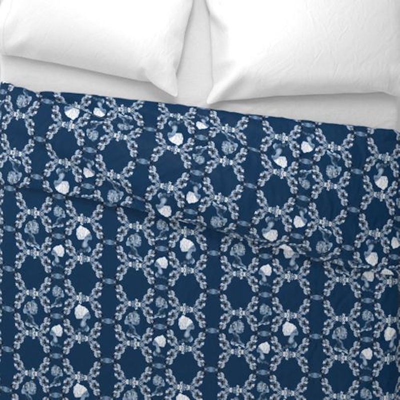 Sisters Sateen Duvet Cover, Indigo, King Duvet Cover