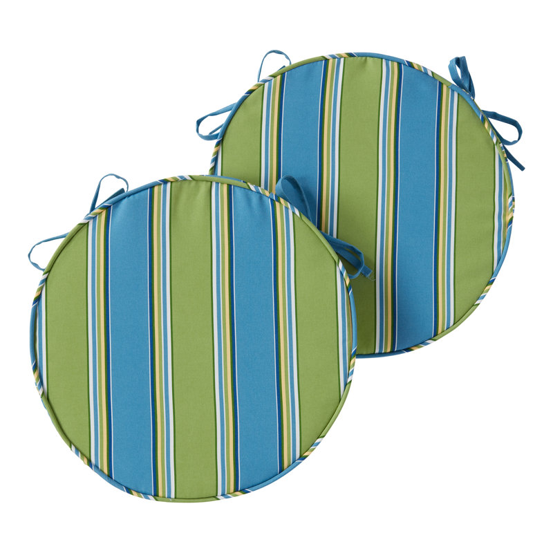 Outdoor Round Dining Chair Seat Pad, Cayman Stripe