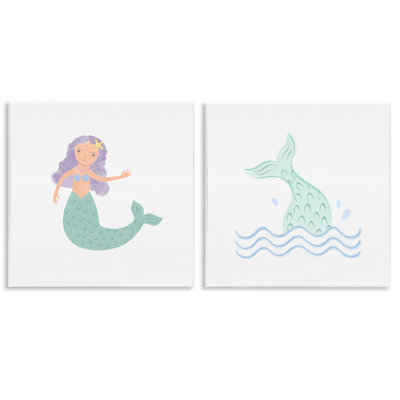 «Ocean Mermaid Splash», ensemble de 2 plaques murales par Carrie Cantwell