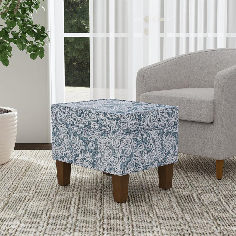 Repose-pieds avec rangement Gorton, Denim jacobin