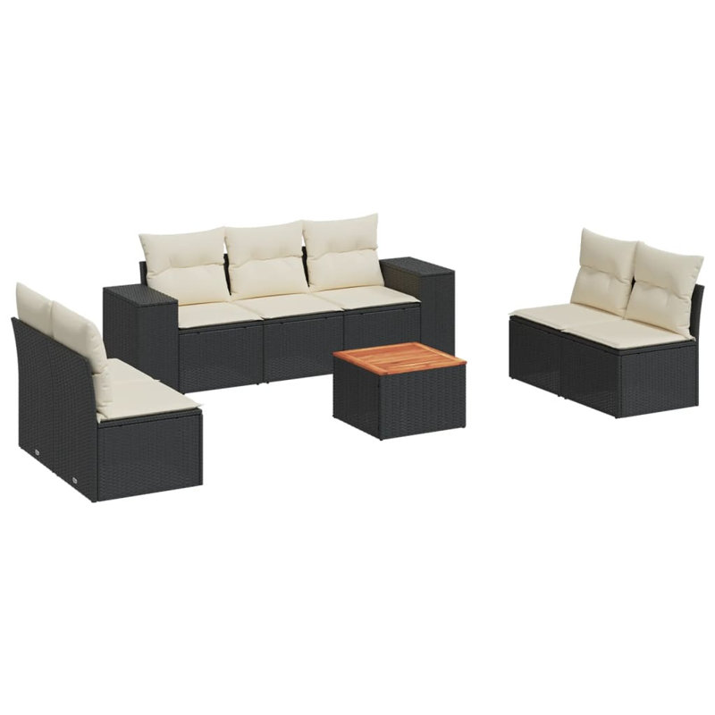 Ensemble de canapé de jardin Vidaxl noir, crème