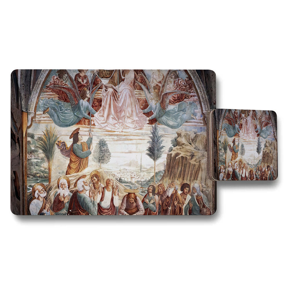 Religious Artwork Placemat And Coaster Set With Historic Fresco Design