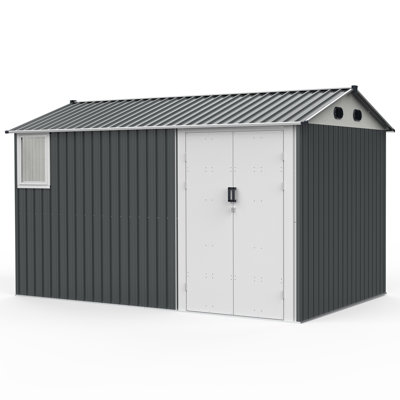 12 ft. W x 8 ft. D Metal Storage Shed with Window, Air Vents and Double Hinged Door