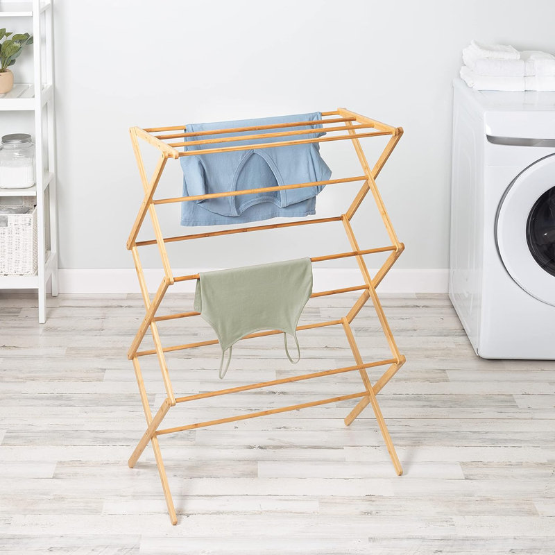Séchoir à linge pliable en bambou