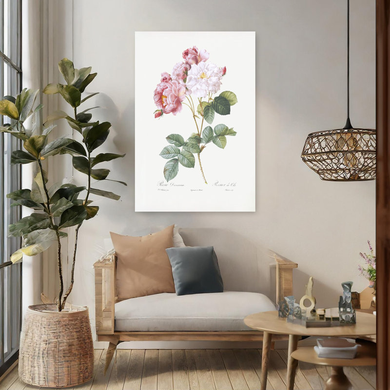 Rosebush, rétro, rétro, fleur rétro, art mural, H 48 po x l 32 po