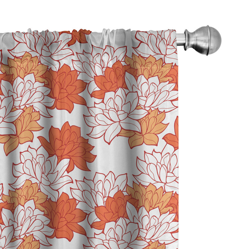 Blossoming Lotus Semi-Sheer Rod Pocket Curtain Panels, 28" x 84"