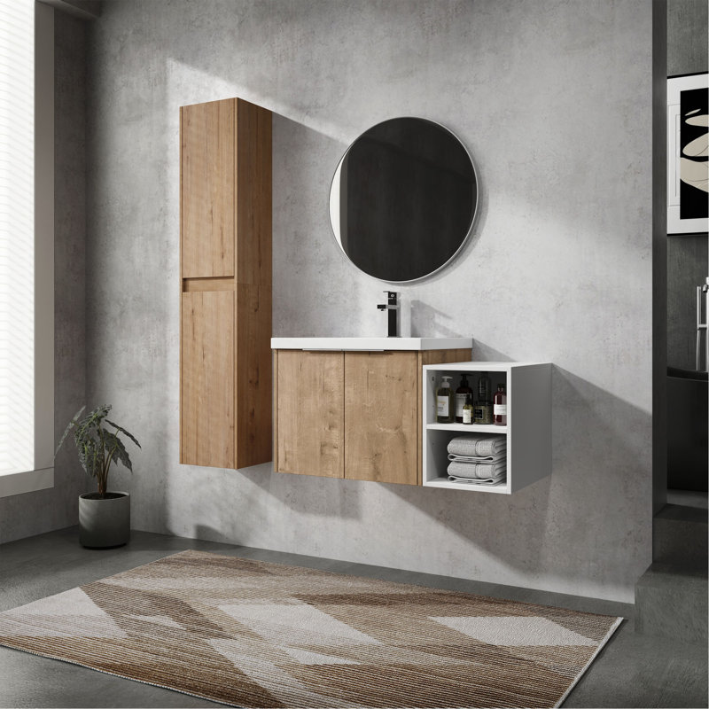 Meuble-lavabo mural 36 po avec lavabo et armoire latérale 36 po, 36"