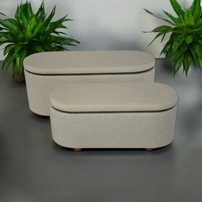 Britanie 110cm Wide Oval Solid Colour Standard Ottoman with Storage