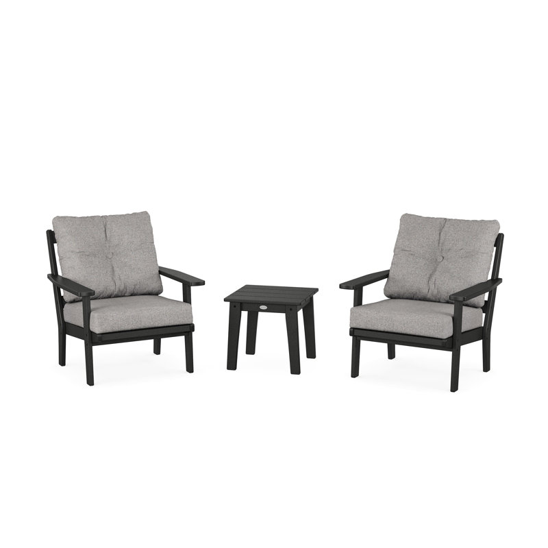 Ensemble de conversation avec coussins 3 pièces Oxford, Noir, Gray Revolution®