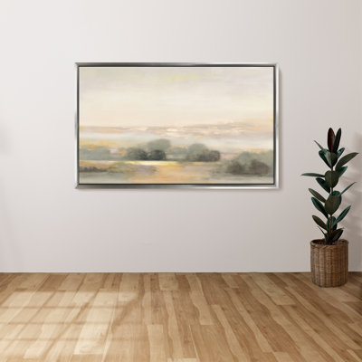 "Atmospheric Neutral No Pink" by Julia Purinton Print on Canvas in a Silver Floater Frame