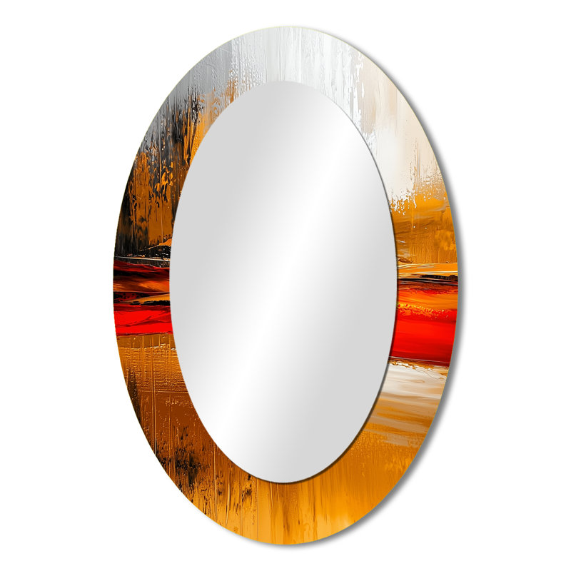 Jour et nuit Golden Mountain Landscape I - miroir mural ovale traditionnel, 36 po x 24 po