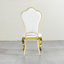 Chaise de salle à manger avec pieds en acier inoxydable doré et ensemble de 2 pièces en cuir de polyuréthane blanc-761175457-761175458-761173224