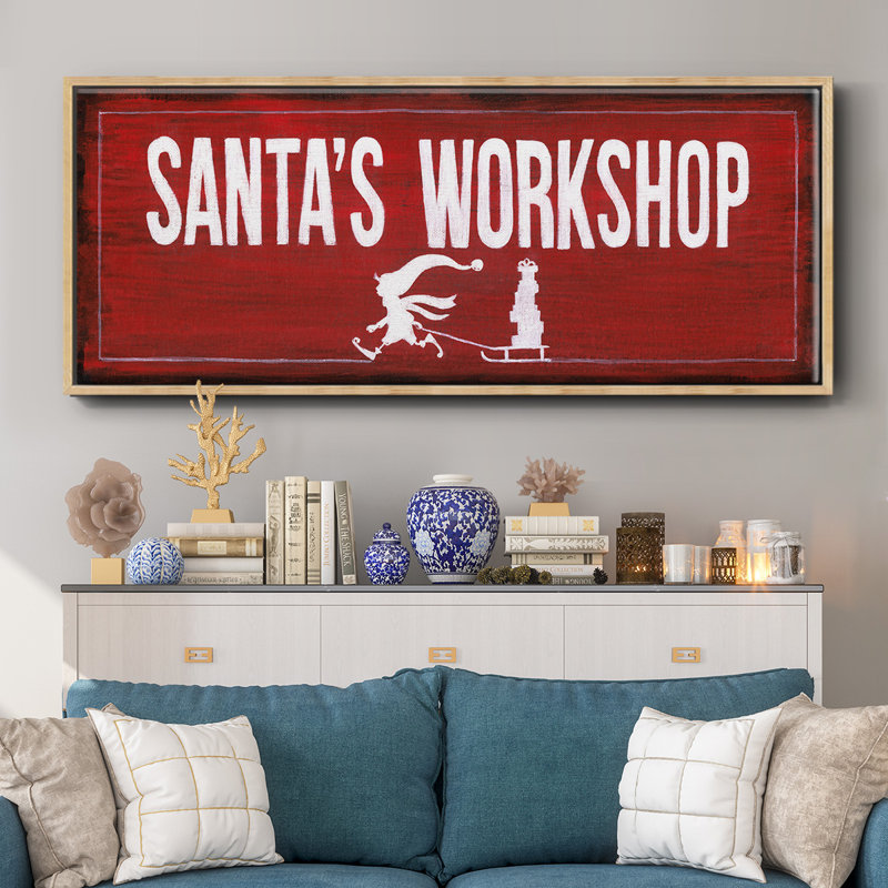 Santa's Workshop- Framed Canvas, 24" H x 60" W