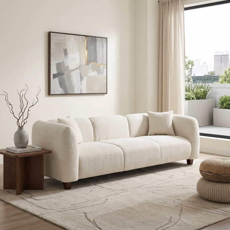 Canapé rembourré 3 places Lunara, Beige