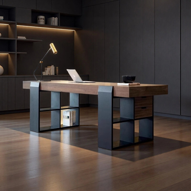 Modern minimalist desk, 29.53" H x 86.61" W x 31.5" D