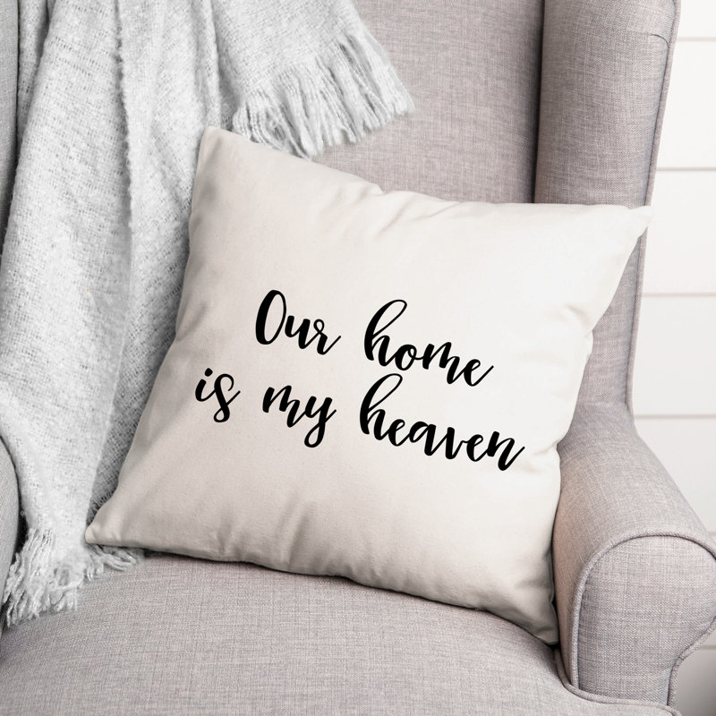 Coussin décoratif noir et blanc Our Home Is My Heaven