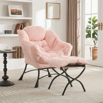 Fauteuil d'appoint avec repose-pieds Corduroy Lazy