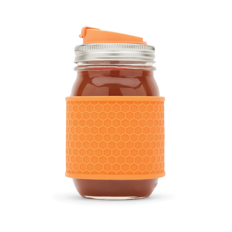 Manchon protecteur de pots en silicone mason, Bleu / Orange