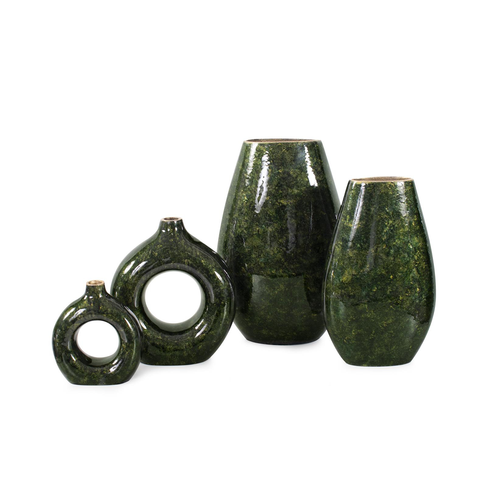 Renaldi Emerald Gold Torpedo Vase- Medium, 13" H x 8" W x 5" D