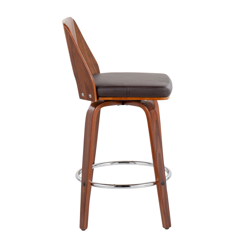 Tabouret de comptoir Trilogy Mid-Century moderne en similicuir noyer et brun par Lumisource - 2