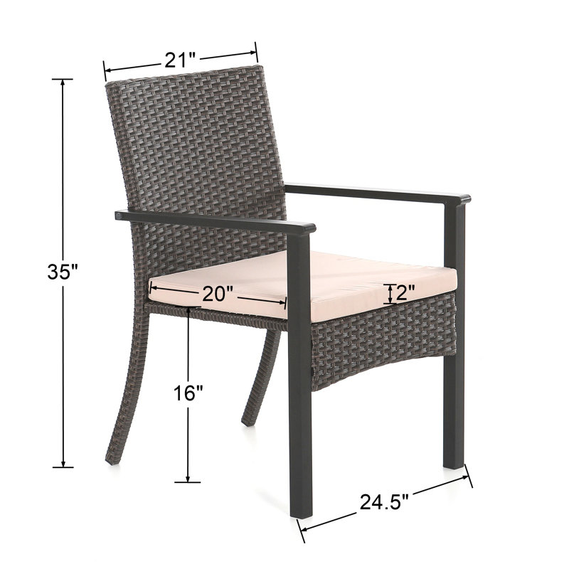 Fauteuils de salle à manger en rotin avec coussins Leonard