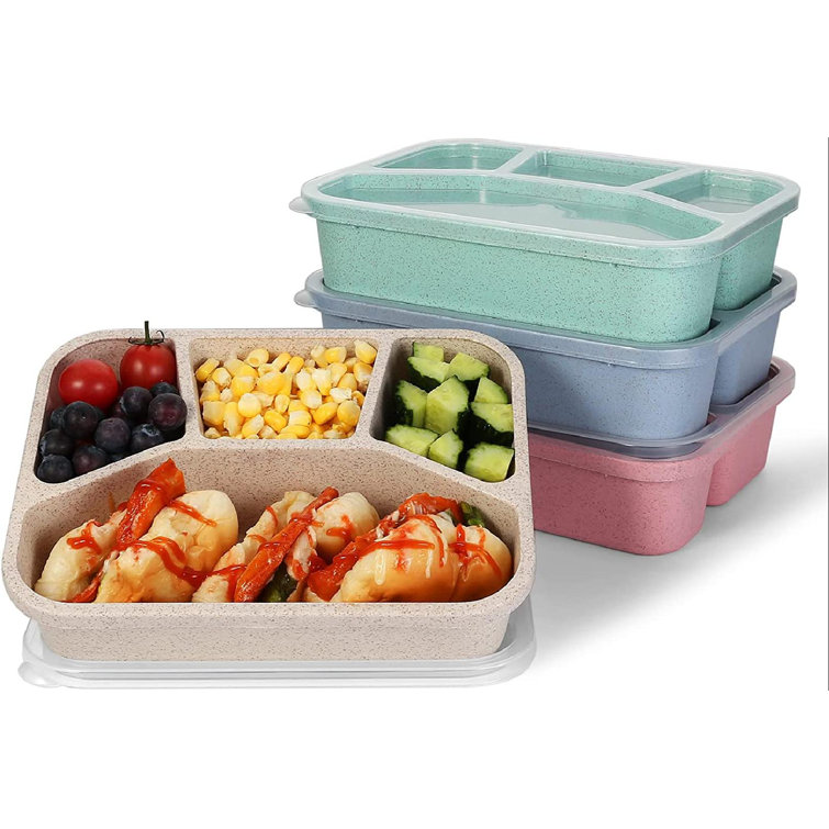 Meal Prep Container Microwave Safe, 4 Pack Bento Lunch Box, 4-Compartment  Snack Container for School Work Travel, Lunch Containers for Adults, Bento