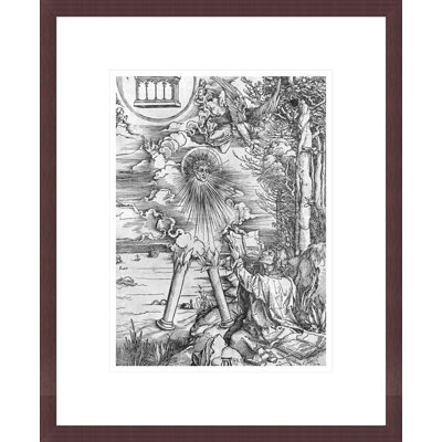 Scène de l'Apocalypse Saint-Jean dévorant le livre, édition Latine par Albrecht Dürer, impression giclée encadrée