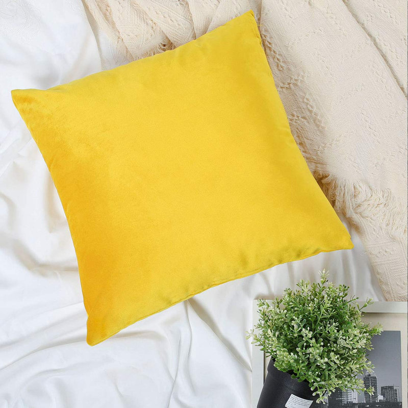 Housse de coussin en velours uni, H 18 po x l 18 po, Rose bonbon