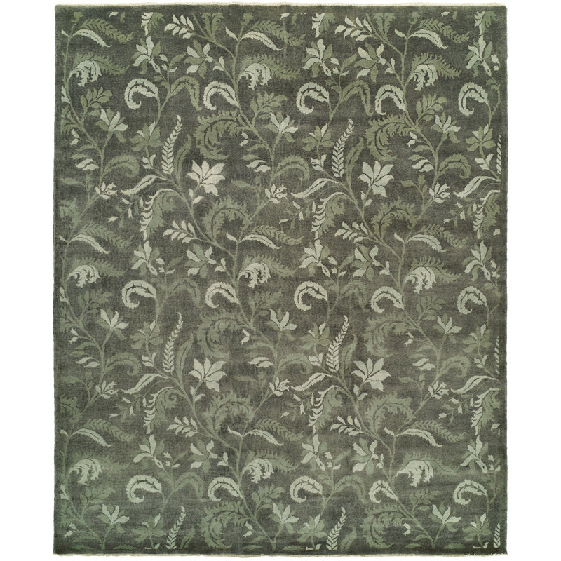 Hand Knotted Wool Gray Area Rug, Rectangle 2' x 3'