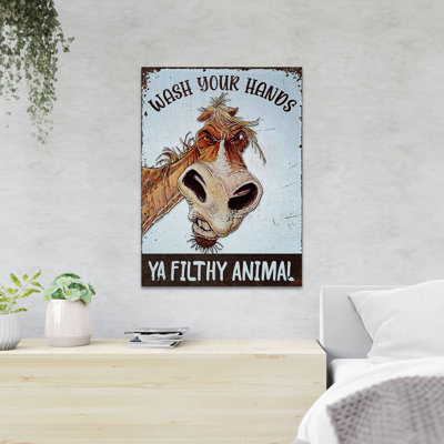«An Angry Giraffe - Wash Your Hands Ya Filthy Animal», reproduction d'art graphique sur toile tendue