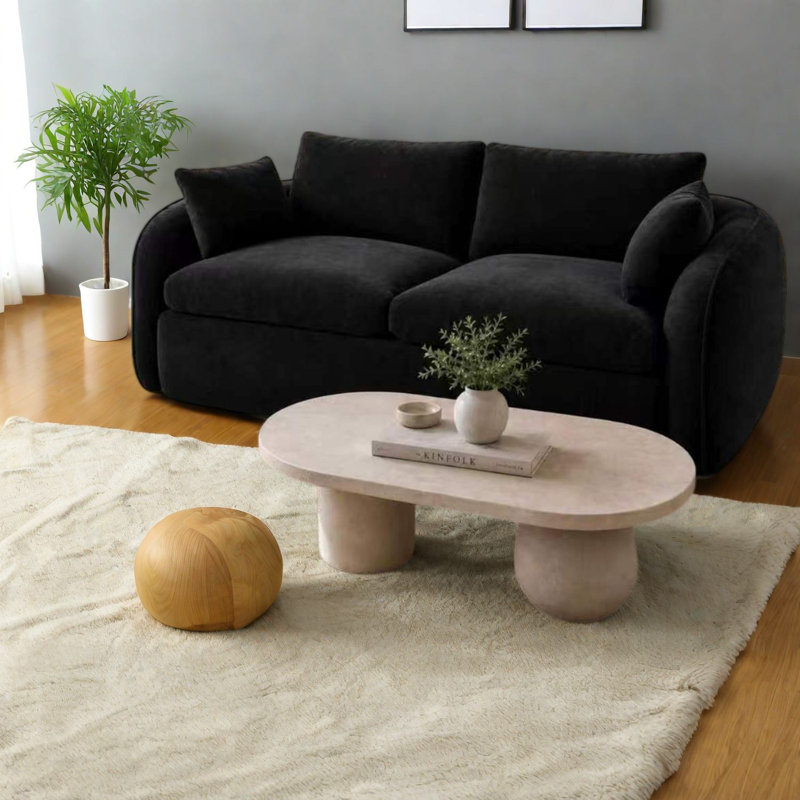 Canapé compact moderne deux places en mousse noire comprimée, 200 x 100 x 80 cm, idéal pour la maison