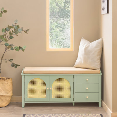 Aleedis Polyester Upholstered Bench with Shoe Storage
