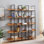 Bibliothèque à 5 niveaux avec bureau ouvert, tablette de style industriel rétro avec structure en métal