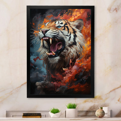 Beige, orange, tigre sauvage, portrait - impression