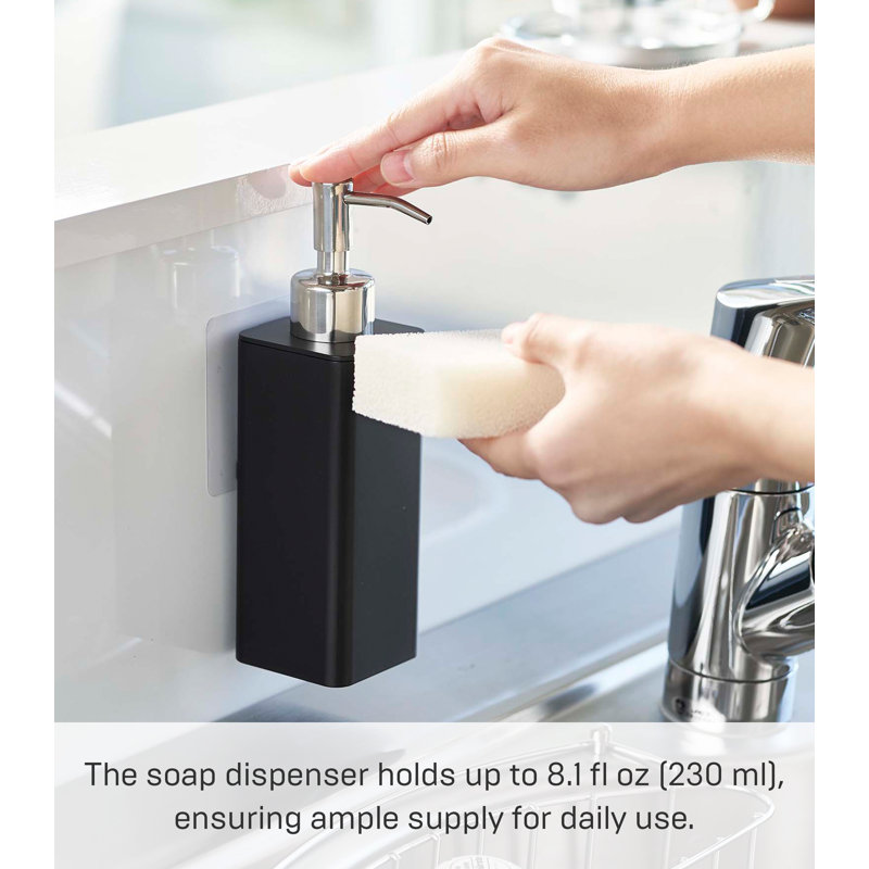 Black Adhesive Wall-Mounted Soap Dispenser with Stainless Steel Pump